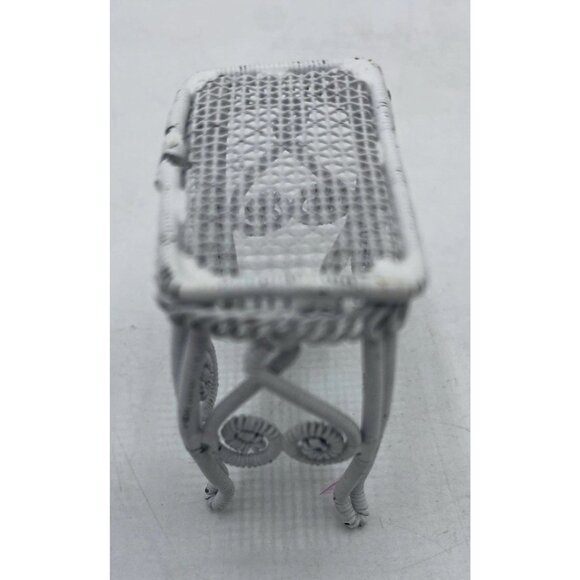 Vintage White Wire Wicker Table For Miniature Dollhouse Porch Miniature READ - Picture 3 of 11